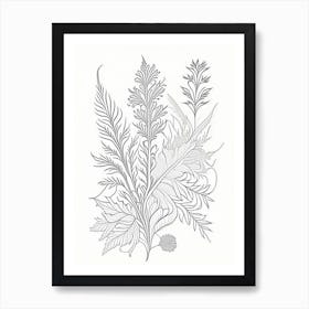 Henna Herb William Morris Inspired Line Drawing 1 Art Print
