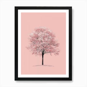 Cherry Tree Minimalistic Drawing 1 Art Print