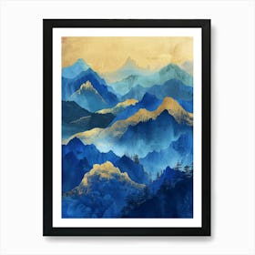 Blue And Gold Mountains 8 Art Print