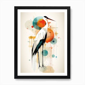 Bird Painting Collage Stork 2 Art Print