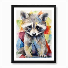A Baby Raccoon In The Style Of Jasper Johns Art Print