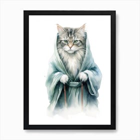 Norwegian Forest Cat As A Jedi 2 Art Print