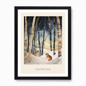 Winter Watercolour Chipmunk 5 Poster Art Print