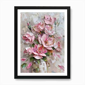 Pink Roses In A Vase 2 Art Print