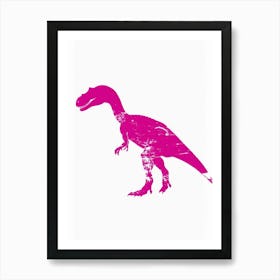 Pink Dinosaur Silhouette 2 Art Print