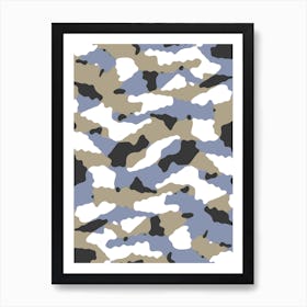 Beige And Blue Camo Art Print