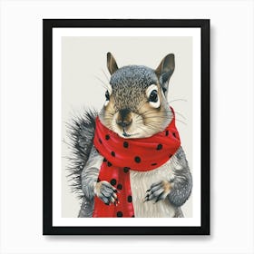 Squirrel In Scarf 2 Art Print