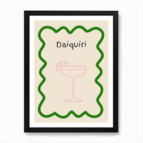 Daiquiri Doodle Poster Green & Pink Art Print