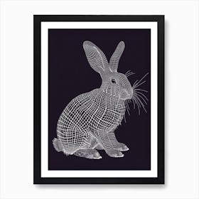 Checkered Giant Rabbit Minimalist Illustration 1 Art Print