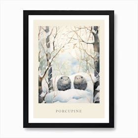 Winter Watercolour Porcupine 2 Poster Art Print