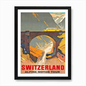 Switzerland Bud Tour, Vintage Travel Poster Art Print