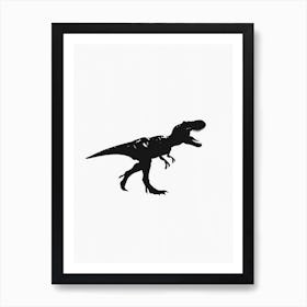 Black T Rex Dinosaur Silhouette 2 Art Print