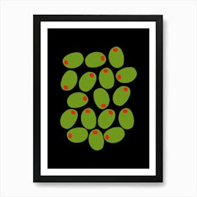 Olives Print Black Kitchen Art Print