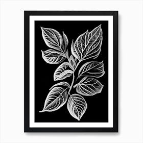 Oregano Leaf Linocut 2 Art Print