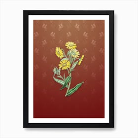 Vintage Madia Flower Botanical on Falu Red Pattern n.0282 Art Print