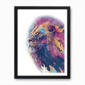 A Nice Lion Art Illustration In A Painting Style 02 Art Print