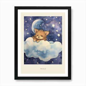 Baby Wolf 1 Sleeping In The Clouds Nursery Poster Art Print