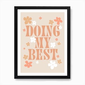 Doing My Best Retro Quote Inspirational 70s Wall Art Print