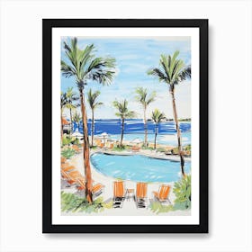 Four Seasons Resort Hualalai   Kailua Kona, Hawaii   Resort Storybook Illustration 4 Art Print