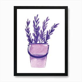 Watercolor Lavender In A Bucket Art Print