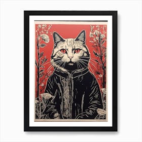 Cat With Red Eyes Art Print