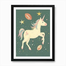 Storybook Style Unicorn Playing American Football Art Print