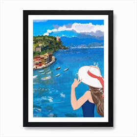 Portofino Beautiful Woman Art Print