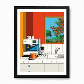 Kitchen With A Coffee Machine Art Print
