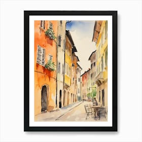 Bolzano, Italy Watercolour Streets 1 Art Print