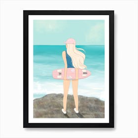 Skateboard Girl Art Print