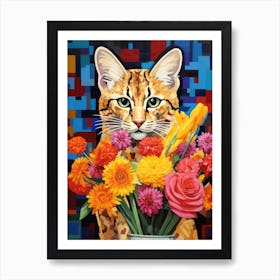 Cat With Flowers 4 Art Print