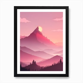 Misty Mountains Vertical Background In Pink Tone 86 Art Print