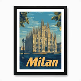 Aihrgdesign A Vintage Travel Poster Of Milan Featuring The St D819a538 2930 4f12 91ea 526becaf26e2 1 Art Print