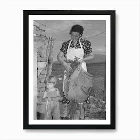 Spanish American Woman And Her Son With Greens Which They Feed To Their Rabbits Near Taos, New Mexico By 1 Art Print