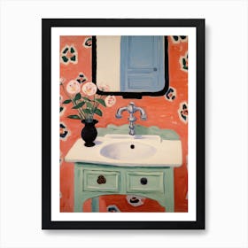 Bathroom Vanity Painting With A Poppy Bouquet 2 Art Print