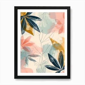 Abstract Watercolor Leaves Art Print