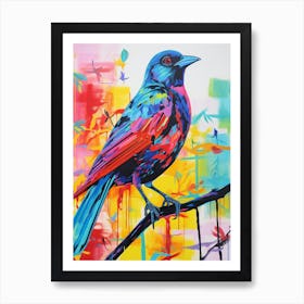 Colourful Bird Painting Cowbird 1 Art Print