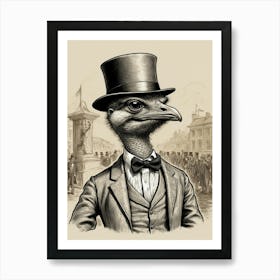 Ostrich In Top Hat Art Print