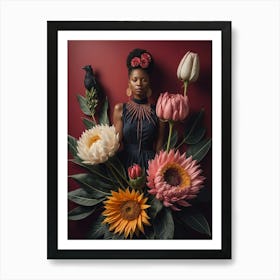 Woman With Flowers Art Print