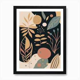 Abstract Pattern With Leaves And Flowers Art Print