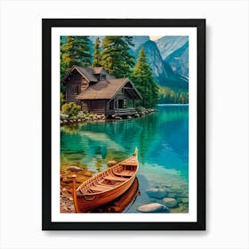 Cabin By The Lake Art Print