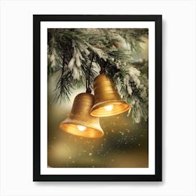 Christmas Bells On A Christmas Tree Art Print