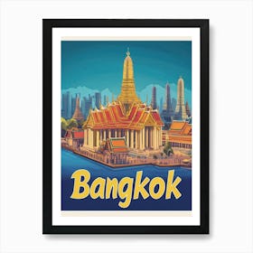 Aihrgdesign A Retro Travel Poster For Bangkok 2 Art Print