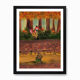 Forest Walk in Fall Autumn Art Print