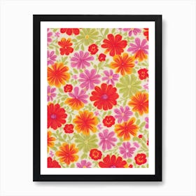 Nemesia Floral Print Retro Pattern 2 Flower Art Print