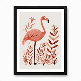 Chilean Flamingo Croton Plants Minimalist Illustration 1 Art Print