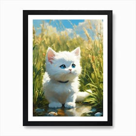 White Kitten Art Print