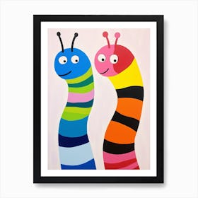 Colourful Kids Animal Art Worm Art Print
