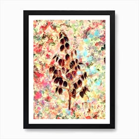 Impressionist Adam's Needle Botanical Painting in Blush Pink and Gold Art Print
