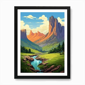 Drakensberg Mountain Range Cartoon 1 Art Print